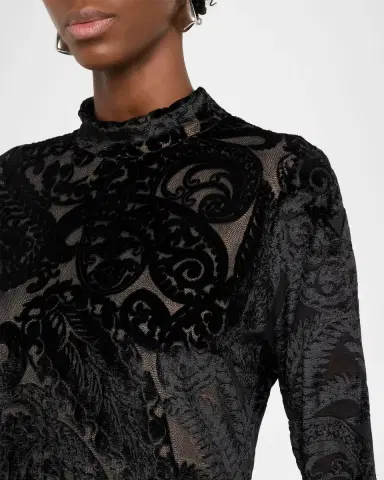 Etro Paisley Velvet Burnout Long-Sleeve Dress | Thumbnail 5 Etro Paisley Velvet Burnout Long-Sleeve Dress | Thumbnail 5