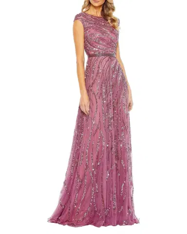 Mac Duggal Illusion Sequin-Embellished A-Line Gown | Thumbnail 1 Mac Duggal Illusion Sequin-Embellished A-Line Gown | Thumbnail 1