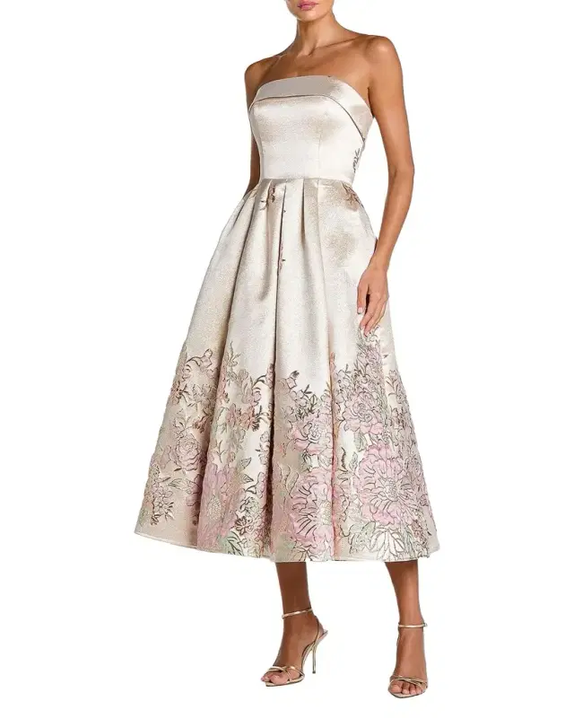 Strapless Brocade A-Line Midi Dress Strapless Brocade A-Line Midi Dress