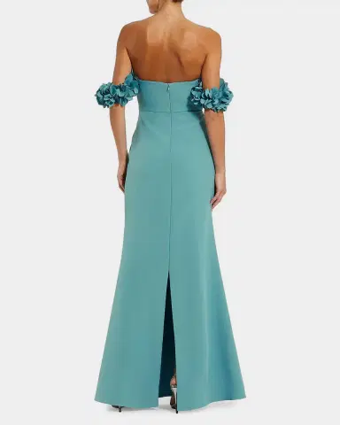 Mac Duggal Crepe 3D Flower Off-the-Shoulder Gown | Thumbnail 3 Mac Duggal Crepe 3D Flower Off-the-Shoulder Gown | Thumbnail 3