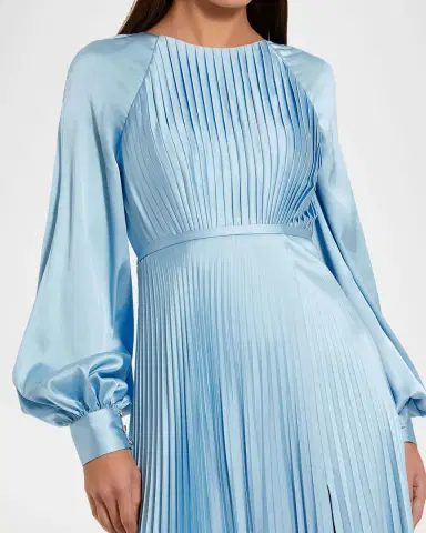 Mac Duggal Pleated A-Line Satin Charmeuse Gown | Thumbnail 3 Mac Duggal Pleated A-Line Satin Charmeuse Gown | Thumbnail 3