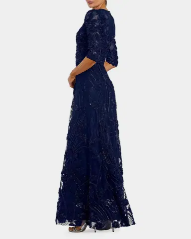 Mac Duggal Beaded Floral Applique Lace Gown | Thumbnail 3 Mac Duggal Beaded Floral Applique Lace Gown | Thumbnail 3