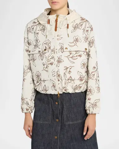 Moncler Nepeta Hooded Floral Print Jacket | Thumbnail 4 Moncler Nepeta Hooded Floral Print Jacket | Thumbnail 4