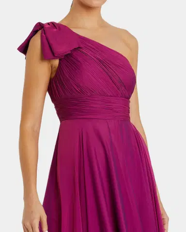Mac Duggal Pleated One-Shoulder Gown | Thumbnail 2 Mac Duggal Pleated One-Shoulder Gown | Thumbnail 2