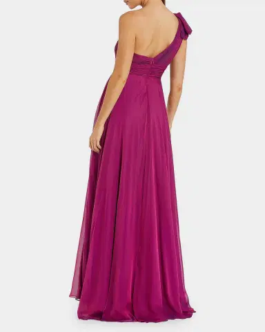 Mac Duggal Pleated One-Shoulder Gown | Thumbnail 3 Mac Duggal Pleated One-Shoulder Gown | Thumbnail 3
