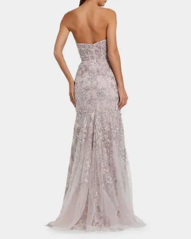 Mac Duggal Strapless Embroidered Floral-Embellished Gown | Thumbnail 3 Mac Duggal Strapless Embroidered Floral-Embellished Gown | Thumbnail 3