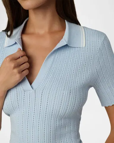 Joe 's Jeans Jess Short-Sleeve Pointelle Polo | Thumbnail 6 Joe 's Jeans Jess Short-Sleeve Pointelle Polo | Thumbnail 6