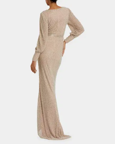 Mac Duggal Pearl-Embellished Long-Sleeve Gown | Thumbnail 2 Mac Duggal Pearl-Embellished Long-Sleeve Gown | Thumbnail 2