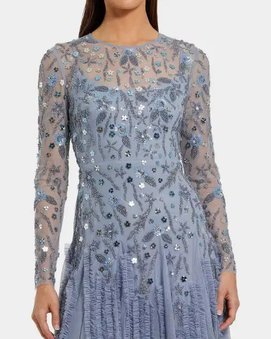 Mac Duggal Evening Beaded Mesh Gown | Thumbnail 2 Mac Duggal Evening Beaded Mesh Gown | Thumbnail 2