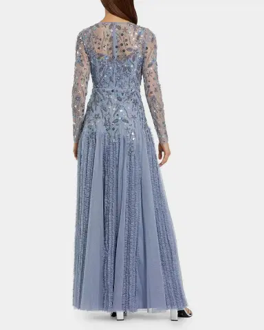 Mac Duggal Evening Beaded Mesh Gown | Thumbnail 3 Mac Duggal Evening Beaded Mesh Gown | Thumbnail 3