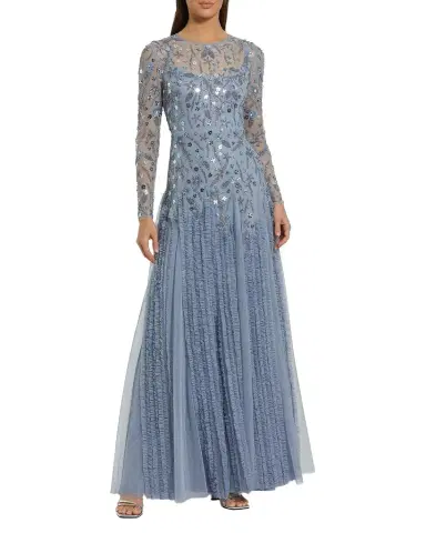 Mac Duggal Evening Beaded Mesh Gown | Thumbnail 1 Mac Duggal Evening Beaded Mesh Gown | Thumbnail 1