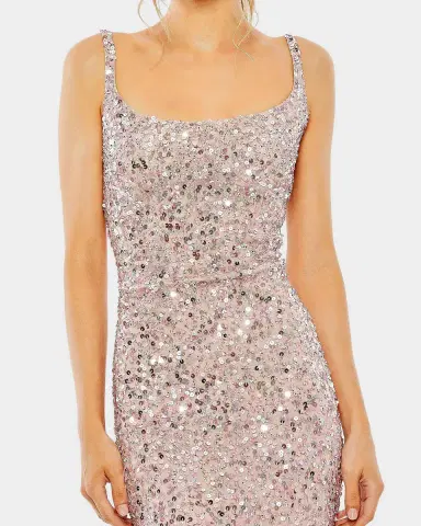 Mac Duggal Sleeveless Sequin Column Slip Gown | Thumbnail 5 Mac Duggal Sleeveless Sequin Column Slip Gown | Thumbnail 5