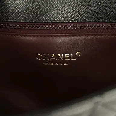 Chanel Chanel Maxi Top Handle Long Flap Bag Black Shiny Caviar Light Gold Hardware | Thumbnail 9 Chanel Chanel Maxi Top Handle Long Flap Bag Black Shiny Caviar Light Gold Hardware | Thumbnail 9