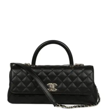 Chanel Chanel Maxi Top Handle Long Flap Bag Black Shiny Caviar Light Gold Hardware | Thumbnail 1 Chanel Chanel Maxi Top Handle Long Flap Bag Black Shiny Caviar Light Gold Hardware | Thumbnail 1