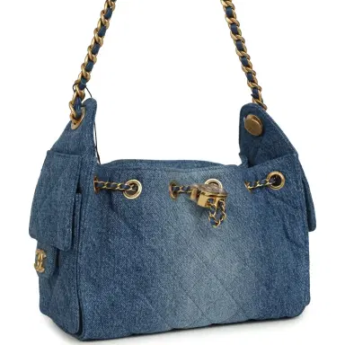 Chanel Chanel Mini 25 Hobo Bag Blue Washed Denim Antique Gold Hardware | Thumbnail 2 Chanel Chanel Mini 25 Hobo Bag Blue Washed Denim Antique Gold Hardware | Thumbnail 2