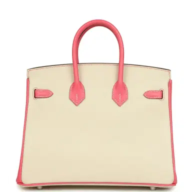HERMÈS Hermes Special Order (HSS) Birkin 25 Craie and Rose Azalee Epsom Brushed Palladium Hardware | Thumbnail 4 HERMÈS Hermes Special Order (HSS) Birkin 25 Craie and Rose Azalee Epsom Brushed Palladium Hardware | Thumbnail 4
