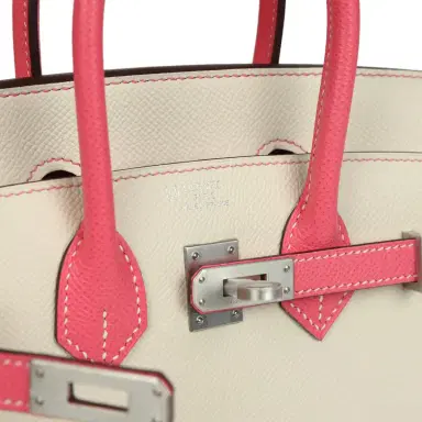 HERMÈS Hermes Special Order (HSS) Birkin 25 Craie and Rose Azalee Epsom Brushed Palladium Hardware | Thumbnail 7 HERMÈS Hermes Special Order (HSS) Birkin 25 Craie and Rose Azalee Epsom Brushed Palladium Hardware | Thumbnail 7