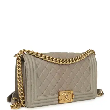 Chanel Pre-owned Chanel Medium Boy Bag Taupe Caviar Antique Gold Hardware | Thumbnail 2 Chanel Pre-owned Chanel Medium Boy Bag Taupe Caviar Antique Gold Hardware | Thumbnail 2
