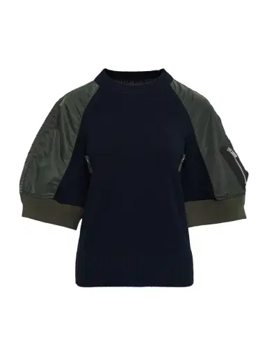 Sacai Nylon Twill x Knit Pullover | Thumbnail 1 Sacai Nylon Twill x Knit Pullover | Thumbnail 1