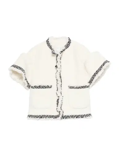 Sacai Short-Sleeve Tweed Bouclé Jacket | Thumbnail 1 Sacai Short-Sleeve Tweed Bouclé Jacket | Thumbnail 1