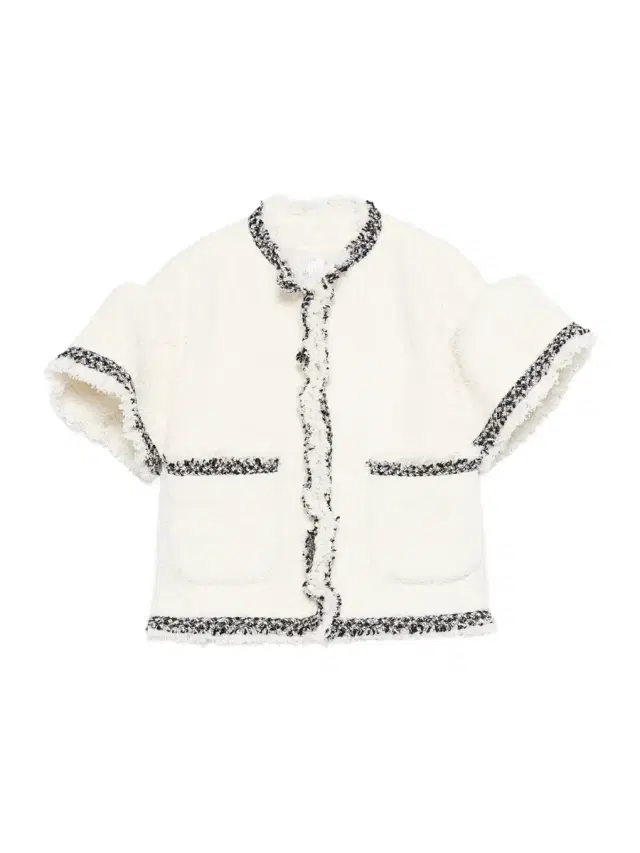 Sacai Short-Sleeve Tweed Bouclé Jacket