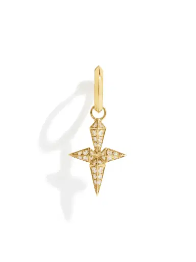 Statement Yellow Gold and Diamond Rockaway Cross Hoop Earring | Thumbnail 1 Statement Yellow Gold and Diamond Rockaway Cross Hoop Earring | Thumbnail 1