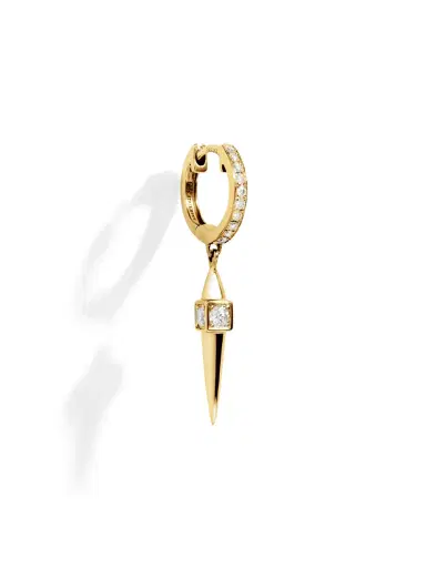 Statement Yellow Gold and Diamond Rockaway Peak Hoop Earring | Thumbnail 2 Statement Yellow Gold and Diamond Rockaway Peak Hoop Earring | Thumbnail 2