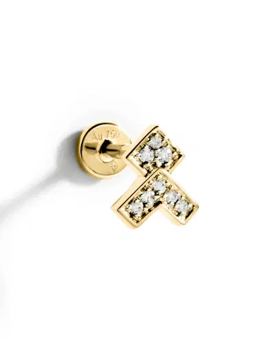 Statement Yellow Gold and Diamond Stairway Arrow Earring | Thumbnail 2 Statement Yellow Gold and Diamond Stairway Arrow Earring | Thumbnail 2