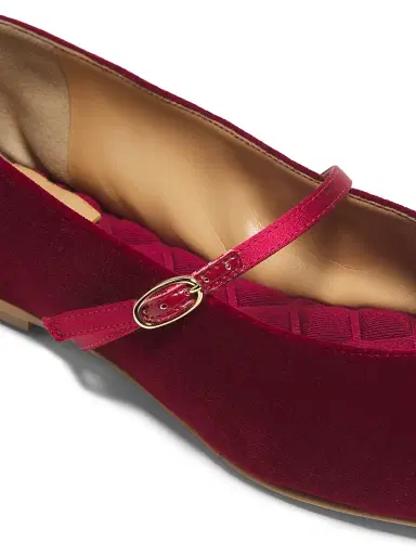 AERA Women's Mina Vegan Velvet Mary Jane Flats - Deep Crimson | Thumbnail 5 AERA Women's Mina Vegan Velvet Mary Jane Flats - Deep Crimson | Thumbnail 5