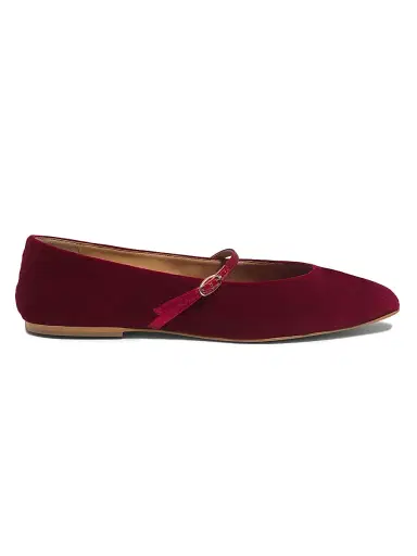 AERA Women's Mina Vegan Velvet Mary Jane Flats - Deep Crimson | Thumbnail 1 AERA Women's Mina Vegan Velvet Mary Jane Flats - Deep Crimson | Thumbnail 1