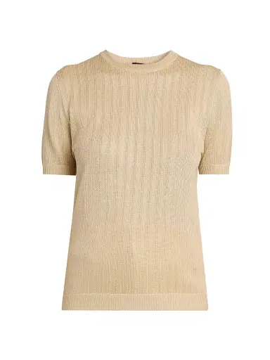 Kiton Women's Rib-Knit Silk T-Shirt - Sand - Size 8 | Thumbnail 1 Kiton Women's Rib-Knit Silk T-Shirt - Sand - Size 8 | Thumbnail 1