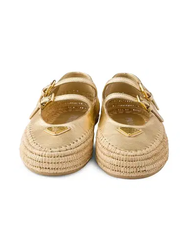 Prada Women's Mordoré Nappa Leather Ballerinas - Gold | Thumbnail 2 Prada Women's Mordoré Nappa Leather Ballerinas - Gold | Thumbnail 2