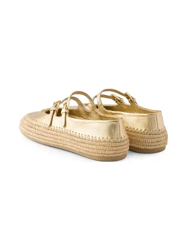 Prada Women's Mordoré Nappa Leather Ballerinas - Gold | Thumbnail 3 Prada Women's Mordoré Nappa Leather Ballerinas - Gold | Thumbnail 3