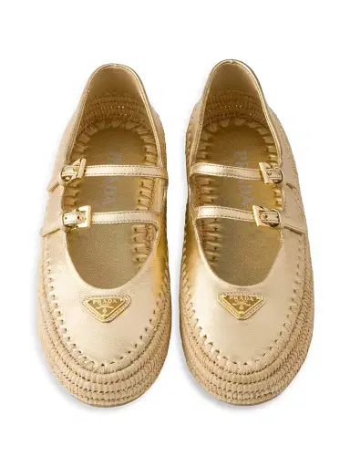Prada Women's Mordoré Nappa Leather Ballerinas - Gold | Thumbnail 4 Prada Women's Mordoré Nappa Leather Ballerinas - Gold | Thumbnail 4