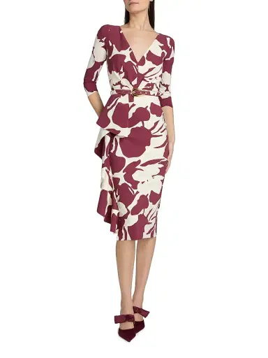 Chiara Boni La Petite Robe Women's Ayaan Printed Side Ruffle Belted Cocktail Dress | Thumbnail 2 Chiara Boni La Petite Robe Women's Ayaan Printed Side Ruffle Belted Cocktail Dress | Thumbnail 2