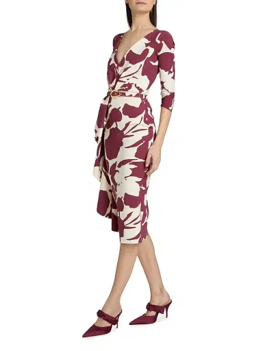Chiara Boni La Petite Robe Women's Ayaan Printed Side Ruffle Belted Cocktail Dress | Thumbnail 4 Chiara Boni La Petite Robe Women's Ayaan Printed Side Ruffle Belted Cocktail Dress | Thumbnail 4