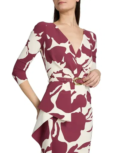Chiara Boni La Petite Robe Women's Ayaan Printed Side Ruffle Belted Cocktail Dress | Thumbnail 6 Chiara Boni La Petite Robe Women's Ayaan Printed Side Ruffle Belted Cocktail Dress | Thumbnail 6