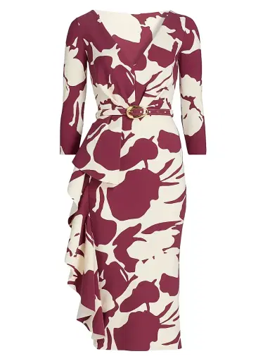 Chiara Boni La Petite Robe Women's Ayaan Printed Side Ruffle Belted Cocktail Dress | Thumbnail 1 Chiara Boni La Petite Robe Women's Ayaan Printed Side Ruffle Belted Cocktail Dress | Thumbnail 1