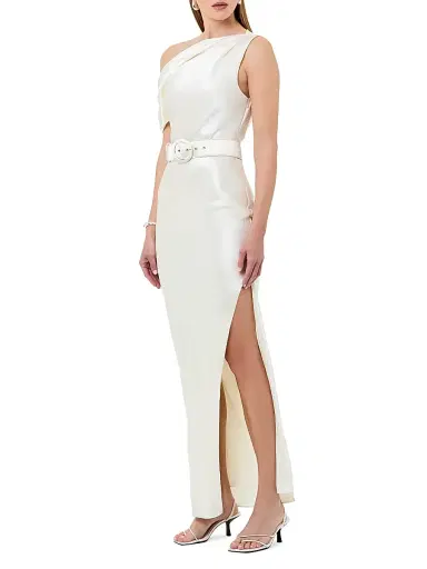NICHOLAS Women's Eartha One-Shoulder Satin Maxi Dress | Thumbnail 3 NICHOLAS Women's Eartha One-Shoulder Satin Maxi Dress | Thumbnail 3