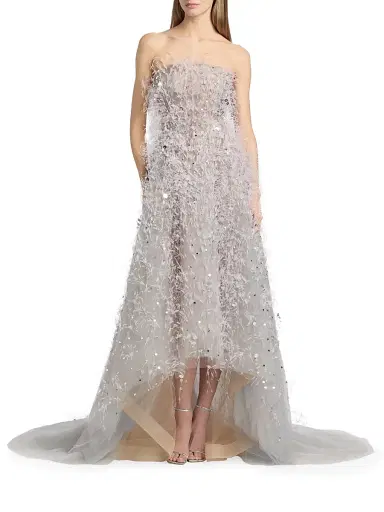 Oscar de la Renta Women's Point D'Esprit Strapless Ballgown - Light Grey | Thumbnail 3 Oscar de la Renta Women's Point D'Esprit Strapless Ballgown - Light Grey | Thumbnail 3