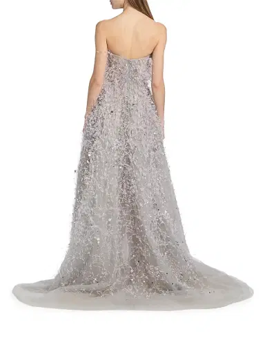 Oscar de la Renta Women's Point D'Esprit Strapless Ballgown - Light Grey | Thumbnail 5 Oscar de la Renta Women's Point D'Esprit Strapless Ballgown - Light Grey | Thumbnail 5