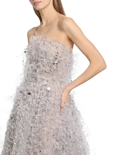 Oscar de la Renta Women's Point D'Esprit Strapless Ballgown - Light Grey | Thumbnail 6 Oscar de la Renta Women's Point D'Esprit Strapless Ballgown - Light Grey | Thumbnail 6