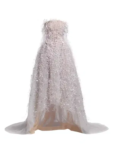 Oscar de la Renta Women's Point D'Esprit Strapless Ballgown - Light Grey | Thumbnail 1 Oscar de la Renta Women's Point D'Esprit Strapless Ballgown - Light Grey | Thumbnail 1