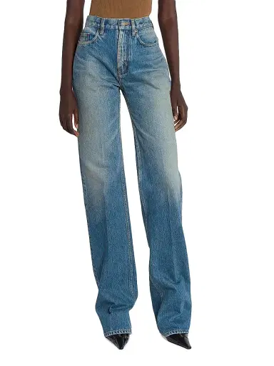 Saint Laurent Women's Yves Flared Jeans in Denim - Midi Blue - Size 26 | Thumbnail 4 Saint Laurent Women's Yves Flared Jeans in Denim - Midi Blue - Size 26 | Thumbnail 4