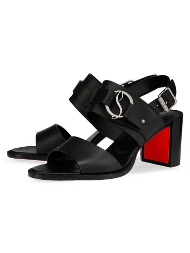 Christian Louboutin Women's Her in Roma Calf Leather Block Sandals - Black | Thumbnail 2 Christian Louboutin Women's Her in Roma Calf Leather Block Sandals - Black | Thumbnail 2