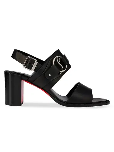 Christian Louboutin Women's Her in Roma Calf Leather Block Sandals - Black | Thumbnail 1 Christian Louboutin Women's Her in Roma Calf Leather Block Sandals - Black | Thumbnail 1