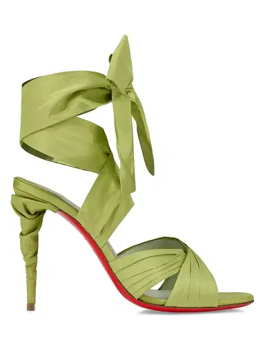 Christian Louboutin Women's Affabula Lace-Up 0MM Silk Taffeta Sandals - Haiiro | Thumbnail 1 Christian Louboutin Women's Affabula Lace-Up 0MM Silk Taffeta Sandals - Haiiro | Thumbnail 1