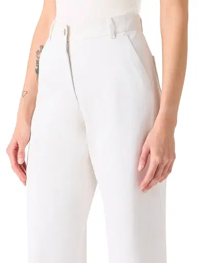 Akris Women's Finnian Stretch Cotton High-Rise Wide-Leg Pants - Ecru - Size 14 | Thumbnail 4 Akris Women's Finnian Stretch Cotton High-Rise Wide-Leg Pants - Ecru - Size 14 | Thumbnail 4