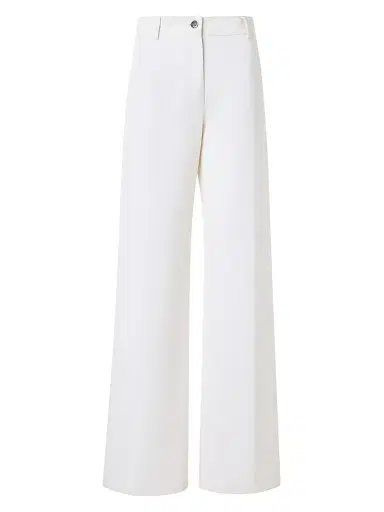 Akris Women's Finnian Stretch Cotton High-Rise Wide-Leg Pants - Ecru - Size 14 | Thumbnail 1 Akris Women's Finnian Stretch Cotton High-Rise Wide-Leg Pants - Ecru - Size 14 | Thumbnail 1