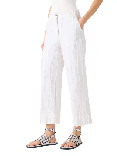 Akris punto Women's Chiara Fringed Wave Jacquard Cotton Crop Pants - Cream | Thumbnail 3 Akris punto Women's Chiara Fringed Wave Jacquard Cotton Crop Pants - Cream | Thumbnail 3